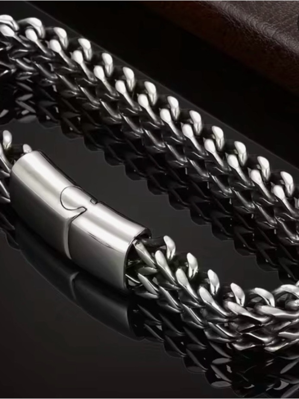 Sterling Silver-Tone Double Chain Bracelet